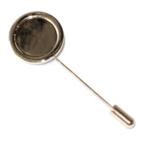 Stick Pin Blank 16mm Round Silver